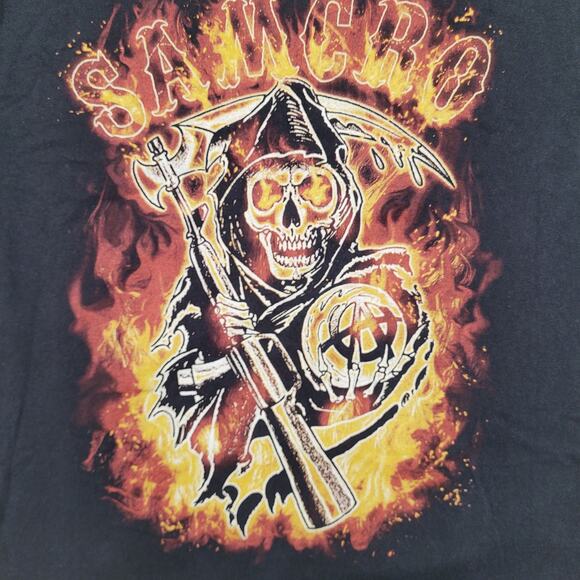 Sons-Of-Anarchy Shirt Large 21x26 Fire Burning Grimreaper - Picture 5 of 11